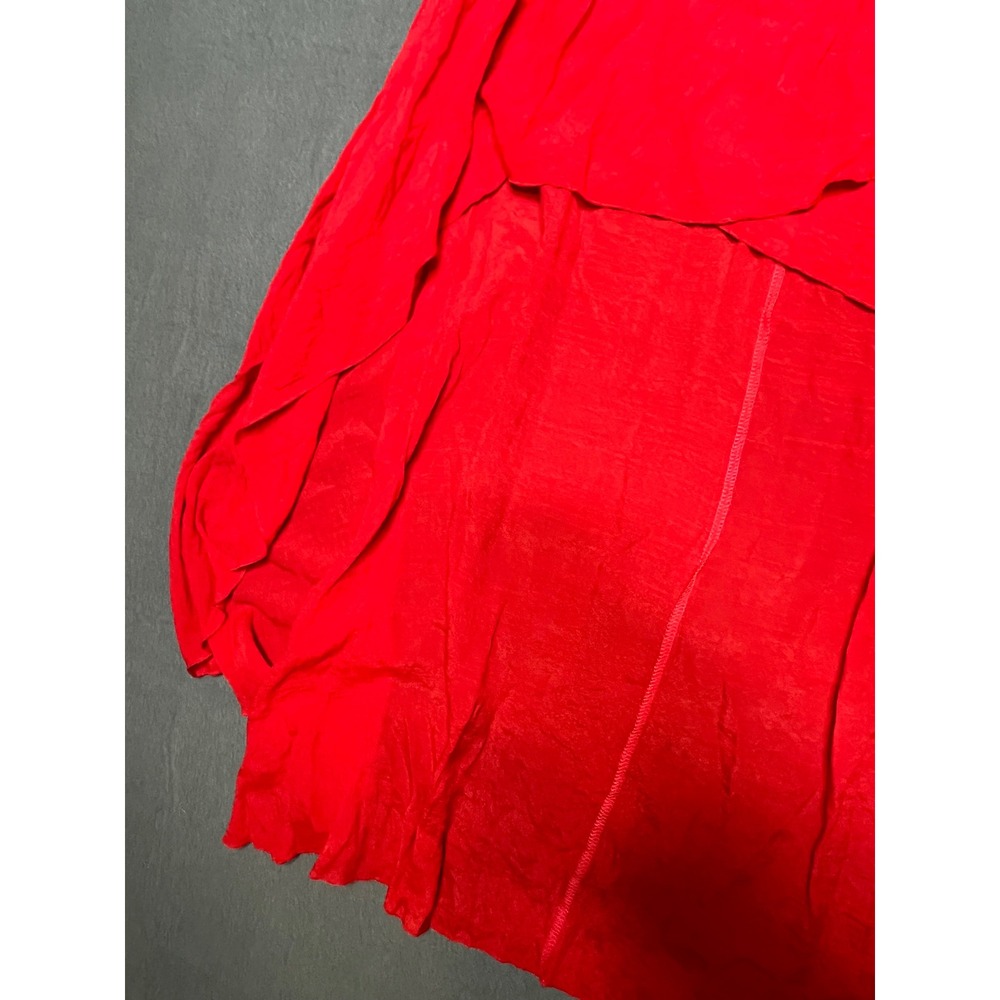 Shasa Red High Low Maxi Skirt Elastic Waist Flowy Asymmetrical Hem Small - Picture 4 of 12